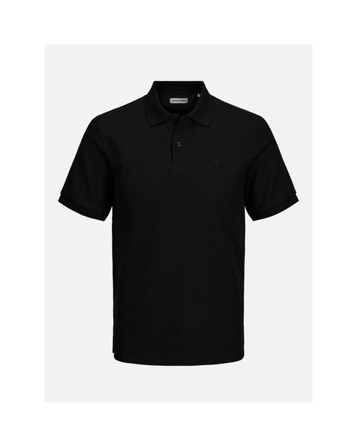 Jack & Jones Black Austin Short Sleeve Polo Shirt for men