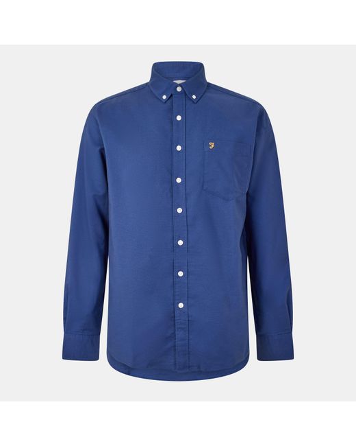 Farah Blue Boxworth Long-Sleeve Plain Shirt for men