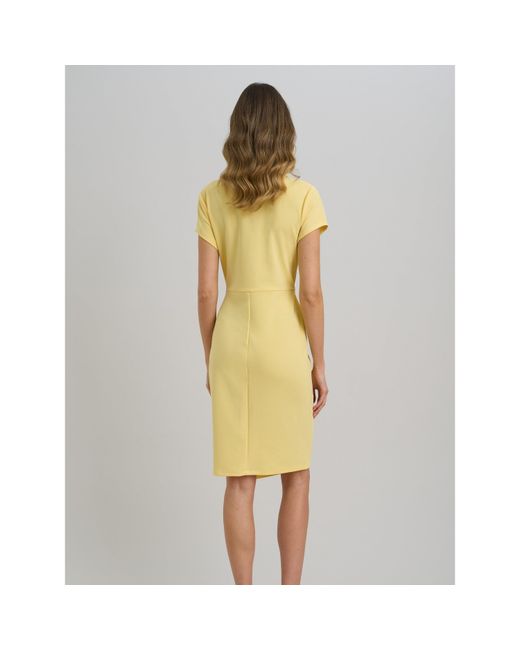 Gina Bacconi Yellow Peggy Short Faux Wrap V Neck Dress