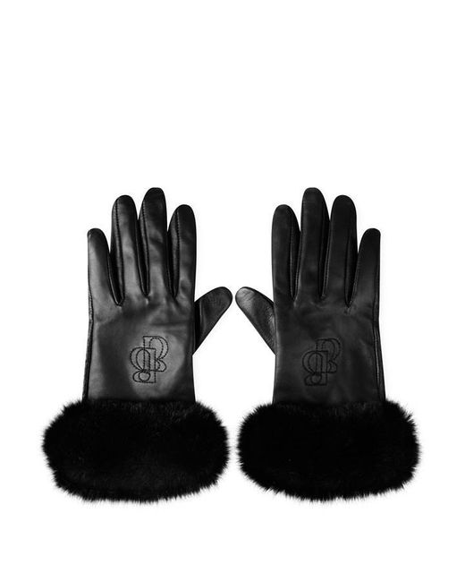 Biba Black Faux Fur Trim Leather Glove