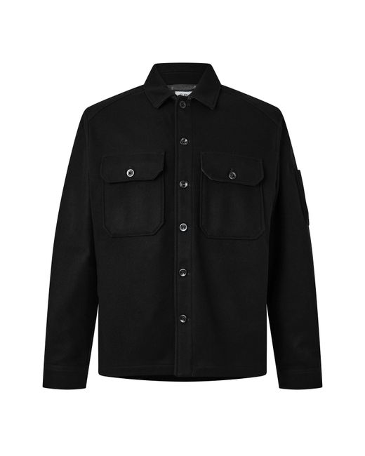 C P Company Black Cp Wool Overshirt Sn64 for men