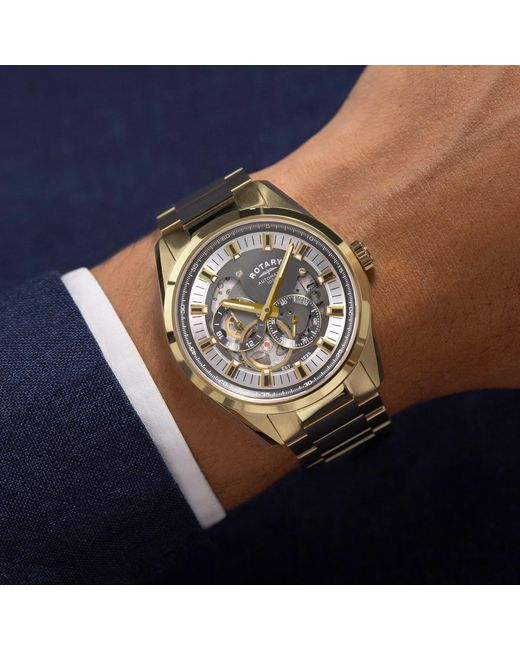 Rotary Metallic Seamatic Eclipse Ss Bracelet Watch for men