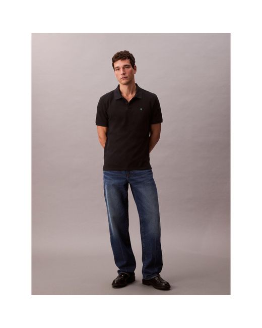 Calvin Klein Black Ckj Pique Short-Sleeve Polo Shirt for men