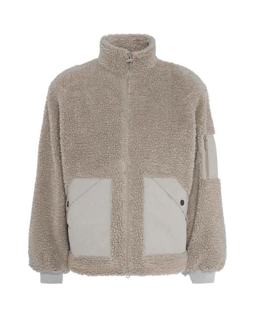 Barbour Gray Weardale Fleece Funnel Neck Teddy Coat for men