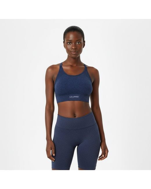 Usa Pro Blue Up Seamless Adjustable Sports Bra
