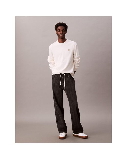 Calvin Klein White Ckj Waffle Long-Sleeve T-Shirt for men