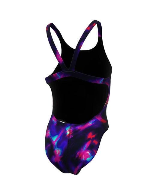 Nike Blue Hydrastrong Multi Print Fastback One-Piece