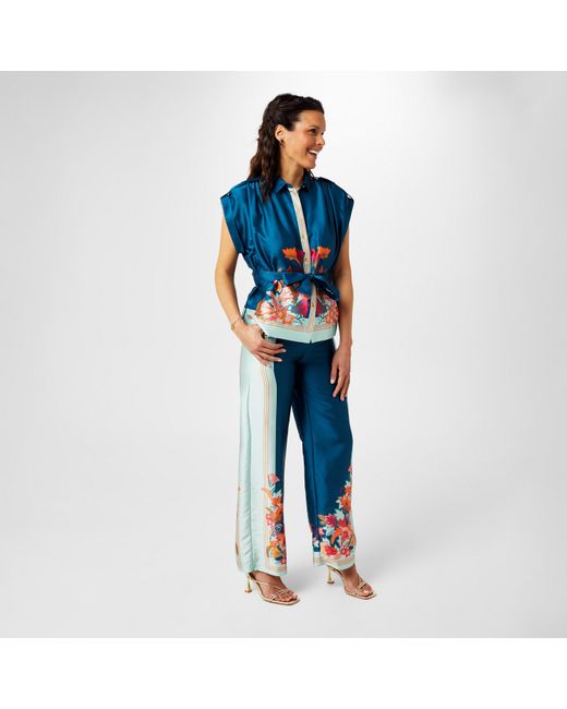 Biba Blue Border Print Trouser