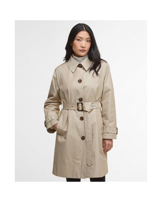 Barbour Natural Maia Showerproof Cotton Long Sleeve Trench Coat