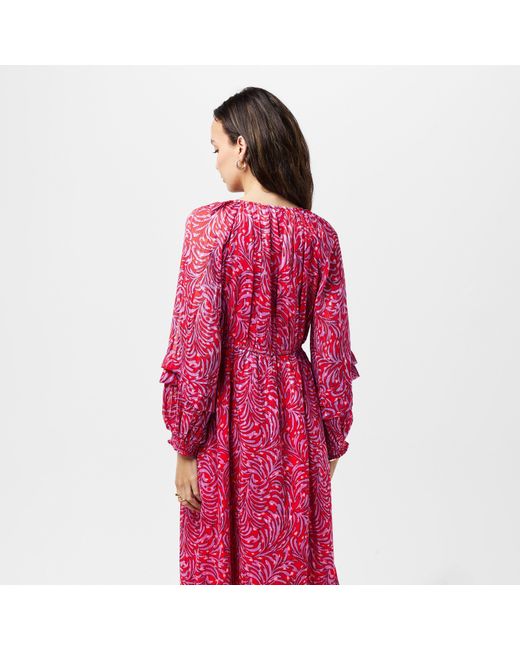 French Connection Red Calista Midi A-Line Dress
