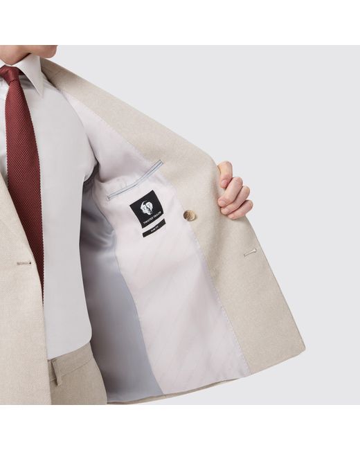 Twisted Tailor Natural Sion Slim Fit Db Herringbone Jacket for men