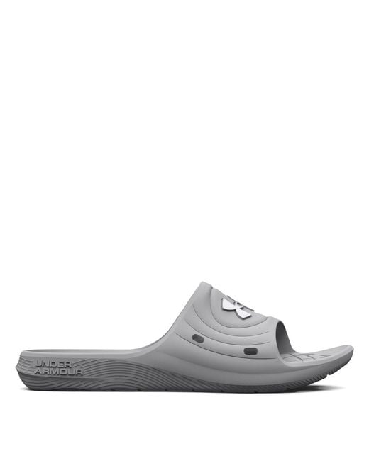 Under Armour Gray Locker Pool Sliders