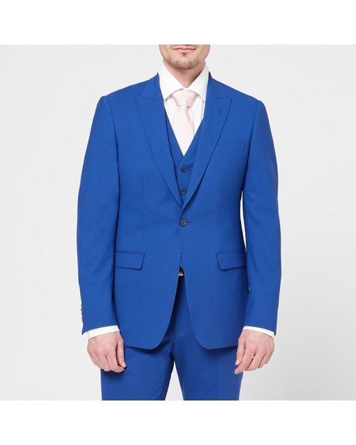 Without Prejudice Blue Perrin Slim Fit Suit Jacket for men