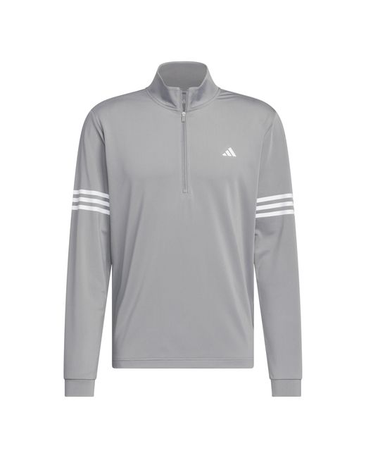 Adidas Gray 3 Stripe Zip Top for men