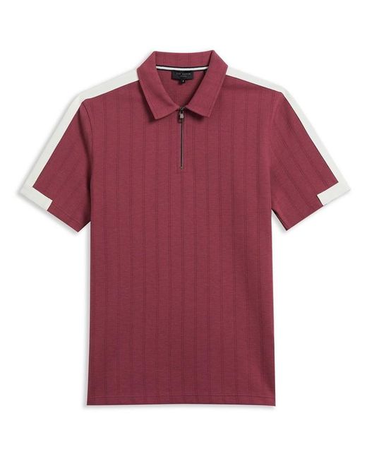Ted Baker Red Abloom Zip Polo Shirt for men