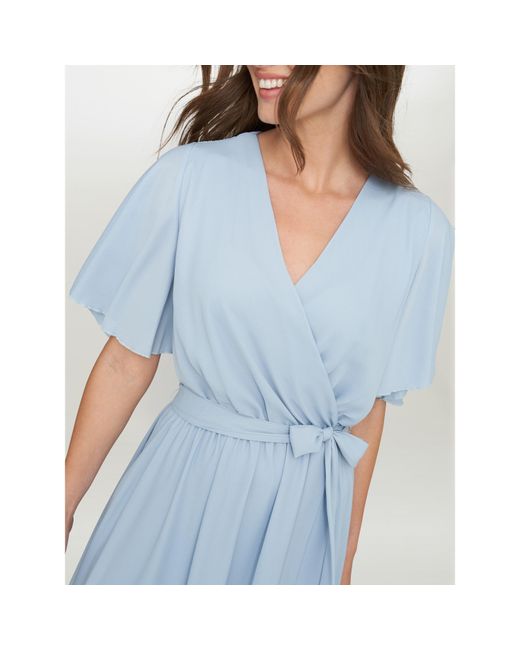 Gina Bacconi Blue Crissy Maxi Dress With Cape Sleeve