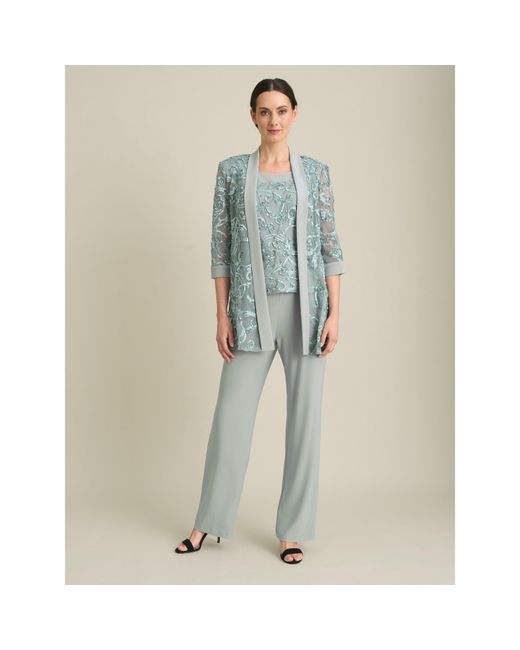 Gina Bacconi Blue Joelle Embroidered 2 Piece Trouser Suit