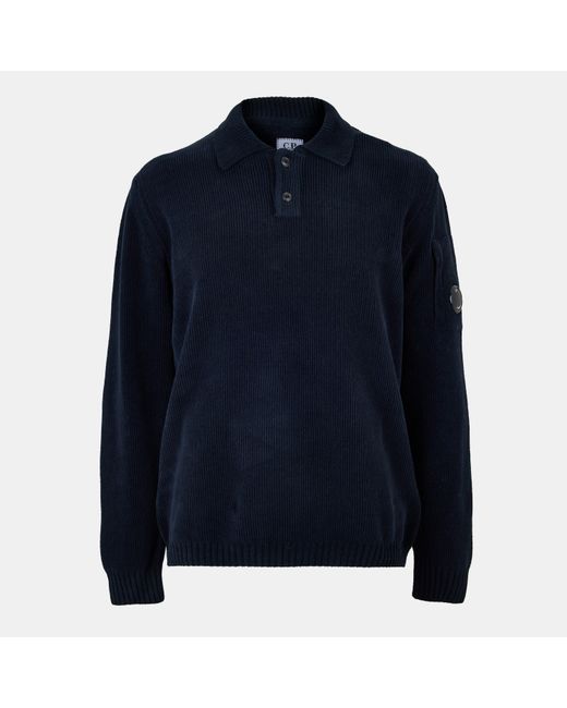 C P Company Blue Precision-Knitted Top for men