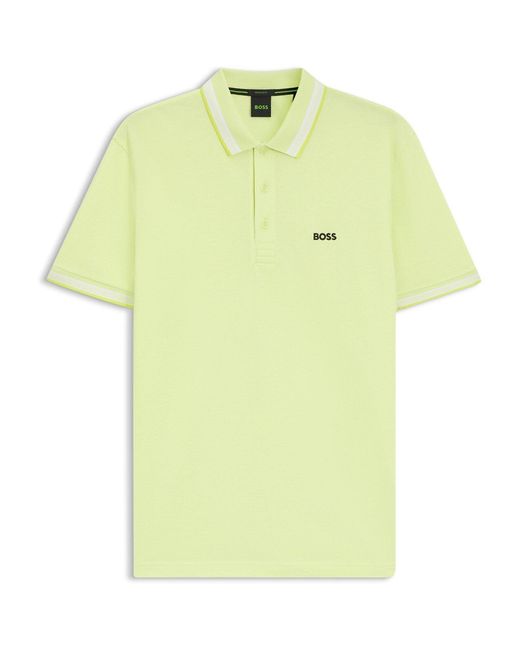 Boss Yellow Paddy Polo Shirt With Contrast Tipping for men