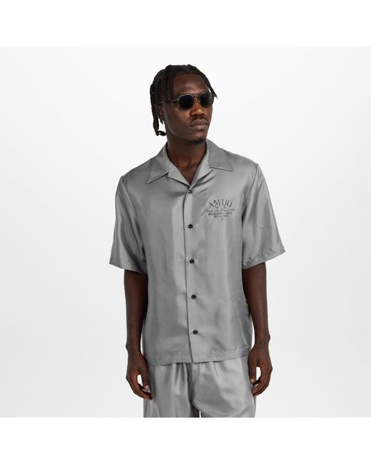 Amiri Gray Silk Art District Shirt for men