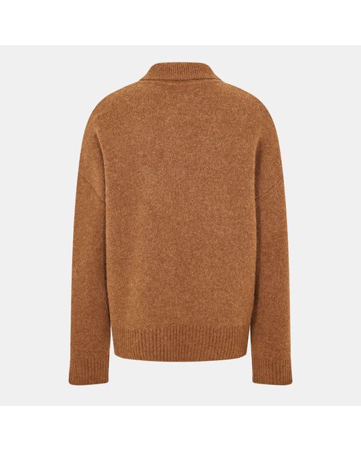 AMI Brown Adc Knitted Long Sleeve Polo Shirt for men