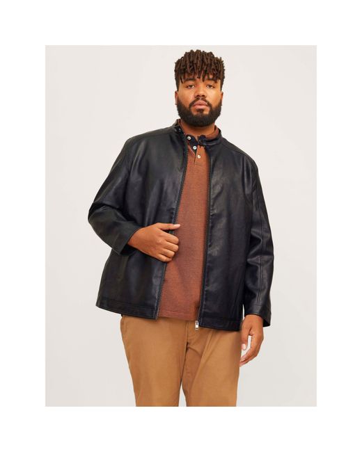 Jack & Jones Black Jack Dylan Pu Jacket Plus Size for men