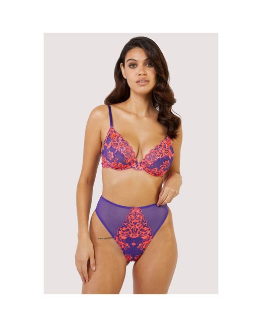 Playful Promises Purple Ada Blossom & Neon Plunge Bra