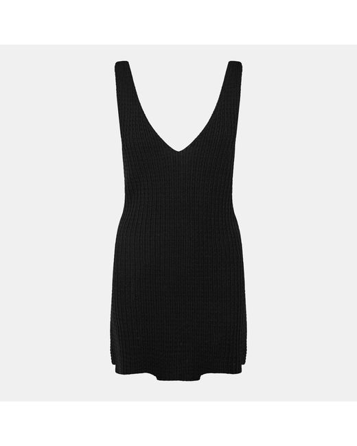 Jack Wills Black Stitchy V-Neck Mini Knitted Jumper Dress
