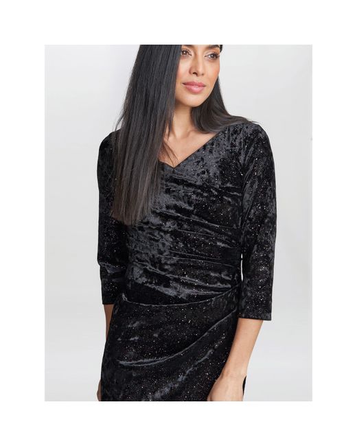 Gina Bacconi Black Whitney Velvet Sparkle Maxi Dress