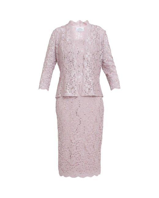 Gina Bacconi Pink Kayla Lace Midi-Length Jacket And Dress