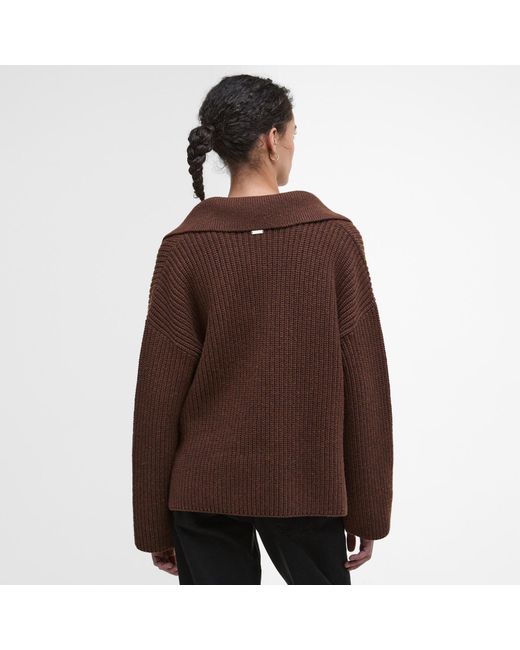 Barbour Brown Robyn V-Neck Jumper