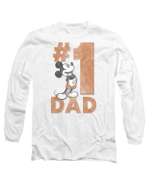 Disney White Mickey Mouse Number 1 Dad Long Sleeve T-Shirt Whi for men