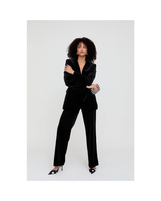 Lily and Lionel Black Valerie Straight Leg Velvet Trouser