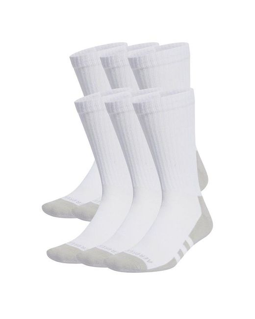 Adidas White Aeroready Crew 6 Pack Socks Ld00