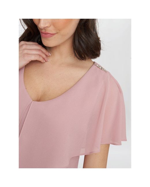 Gina Bacconi Pink Rebecca Midi Tiered Cocktail Dress