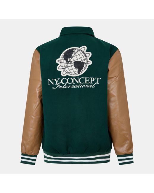 NY Concept Green International Varsity Bomber Jacket for men