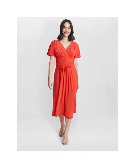 Gina Bacconi Red Frieda Jersey Print Dress