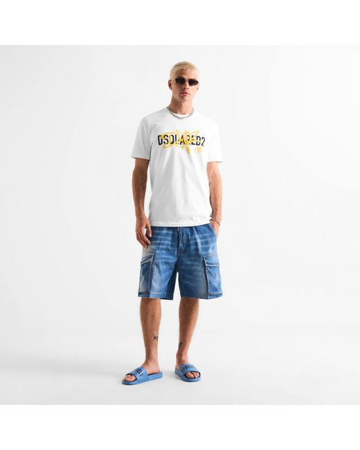 DSquared² Blue Spray Sliders for men