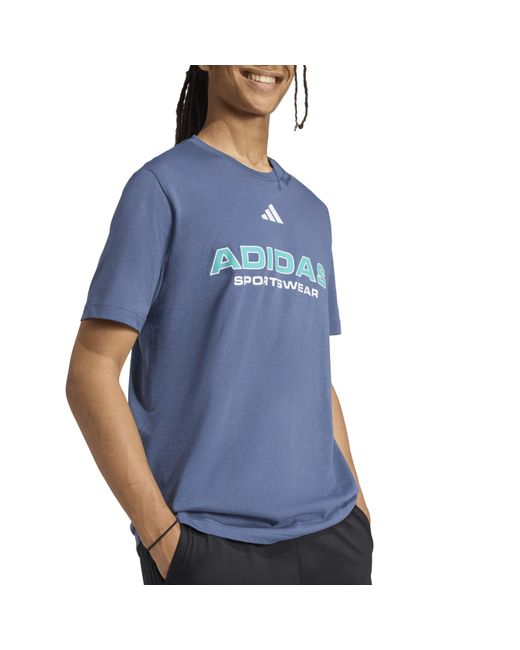 Adidas Blue Graphic Logo T-Shirt for men