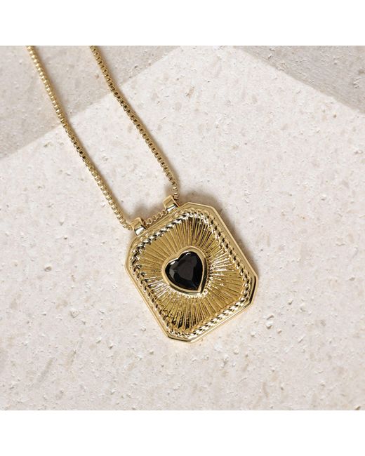 Inicio Metallic 14K Plated Jet & Heart Charm Necklace