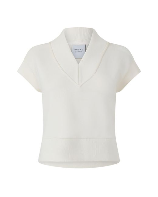Varley White Gracee Viscose Cropped Sweater