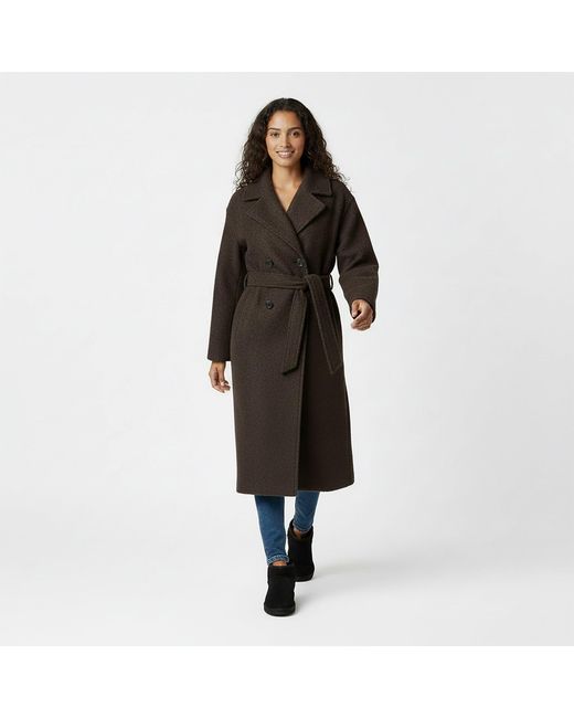 Jack Wills Black Duster Calf Length Long Sleeve Lapel Collar Button Overcoat