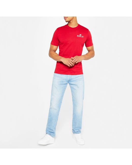 Replay Red Small Logo T-Shirt for men