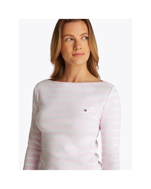 Tommy Hilfiger Pink Cody Slim Boat Neck Long-Sleeve T-Shirt