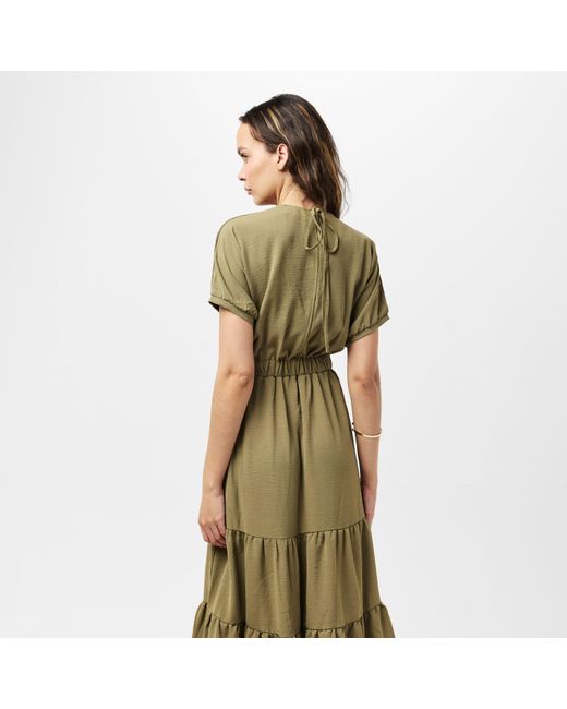 AX Paris Green Khaki Twist Front Maxi Smock Dress