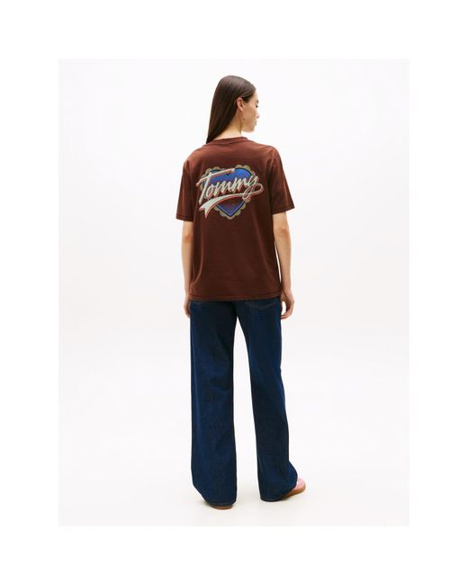 Tommy Hilfiger Brown Wash Heart Heart Graphic T-Shirt