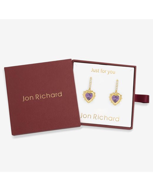 Jon Richard Red Plated Heart Birthstone Huggies