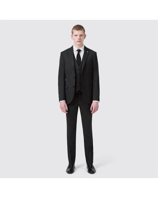Twisted Tailor Black Ellroy Slim Waistcoat for men