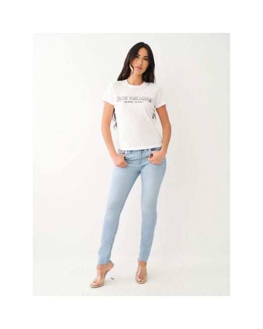 True Religion White Slim Crew Neck Logo Short Sleeve T-Shirt
