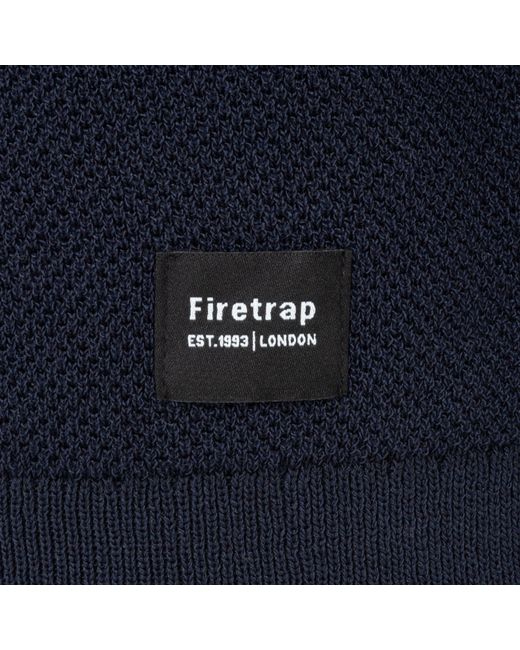 Firetrap Blue Polo Striped Classic Collared T Shirt for men